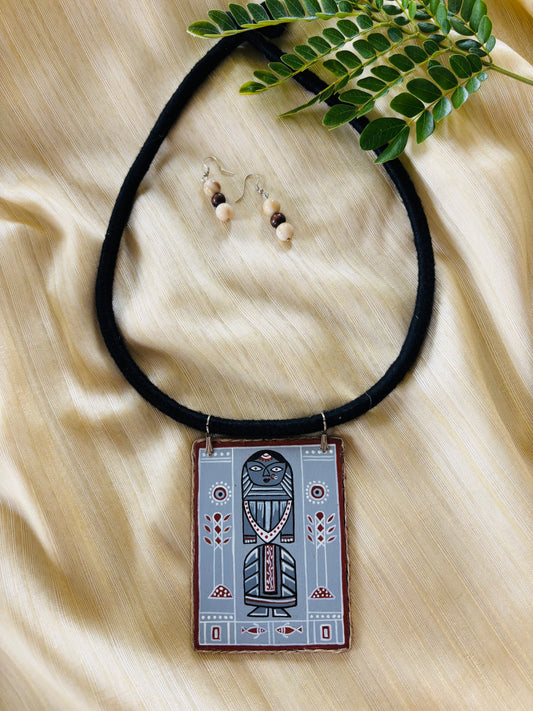 Folk Durga Necklace with Earrings